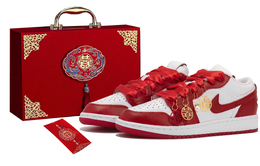 Jordan Баскетбольные кроссовки Air 1 Low Top Vintage женские, белые, красные fn8895-141(team拾玖-白红挂饰s-box) | white red