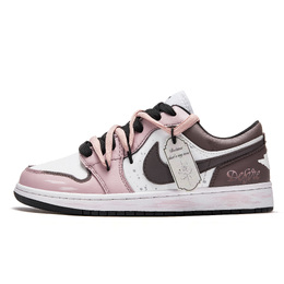 Jordan Баскетбольные кроссовки Air 1 Da Vinci Custom, Rose Edition, женские, розово-черные, с нескользящей подошвой fb9893-101(teamm-玫瑰花期） | pink black