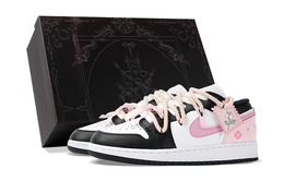 Jordan Баскетбольные кроссовки Air 1 Low Top Vintage, женские, черно-розовые 553560-131(team拾柒-女款低帮少女心事球鞋) | black pink