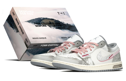 Jordan Баскетбольные кроссовки Air 1 Low-Top Vintage, серо-розовые, GS 553560-053(teama-蕾丝花s-box) | gray pink