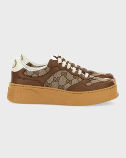Низкие кеды из плотной ткани с узором GG Gucci prod246850310 | beige
