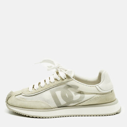 Dolce & Gabbana White/Cream Suede and Leather DG Cushion Sneakers Size 36 1207546