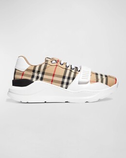 Мужские низкие кеды из парусины в винтажную клетку Burberry, цвет Archive Beige Ip Chk prod252460115 | archive beige ip chk