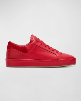 Мужские кожаные низкие кеды Gz-City в тон Giuseppe Zanotti, цвет Rosso prod266240305 | rosso