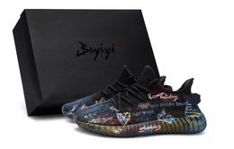 Adidas Кроссовки Yeezy Boost 350 V2 Casual, унисекс, низкие, розовые/белые/зеленые hq4540(team80-男女同款罗马邂逅s-box) | black blue pink