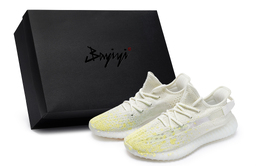 Adidas Кроссовки Yeezy Boost 350 V2, повседневные, унисекс, низкие, желтые hq6316(team80-男女同款霜黄幻彩s-box） | white yellow