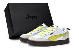 Puma Кроссовки Park Lifestyle с низким верхом, противоскользящие, унисекс, белые, серые, желтые 397262-01(team80-男女同款奔流黄s-box) | white gray yellow