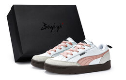 Puma Кроссовки Park Lifestyle Low Top для скейтбординга унисекс, белые, серые, телесно-розовые 397262-01(team80-男女款奔流肉粉s-box) | white gray flesh pink
