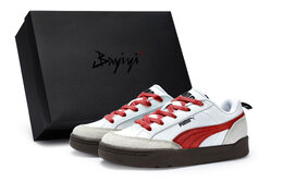 Puma Кроссовки Park Lifestyle с низким верхом, противоскользящие, унисекс, белые, серые, красные 397262-01(team80-男女同款奔流红s-box) | white gray red