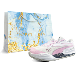 Puma Баскетбольные кроссовки с тройной амортизацией, противоскользящие и износостойкие, низкие, унисекс, розовые, белые 195217-06(team372-平行宇宙s-box) | white pink