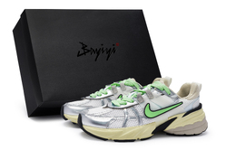 Nike Кроссовки для бега V2K Run с низким верхом, амортизирующие, противоскользящие, водостойкие, женские, белые, серебристо-зеленые fd0736-100(team80-女薄荷奶咖绿sbox) | white silver green