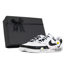 Nike Кроссовки Court Vision Joy Lemon с низким верхом, амортизирующие, устойчивые к истиранию, для скейтбординга, унисекс, черно-белые dh2987-101(team399-小雏菊涂鸦s-box) | black white