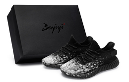 Adidas Кроссовки Yeezy Boost 350 V2, повседневные, унисекс, низкие, белые hq4540(team80-男女同款暗黑白绽s-box) | black white