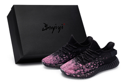Adidas Кроссовки Yeezy Boost 350 V2, повседневные, унисекс, низкие, розово-красные hq4540(team80-男女同款暗黑玫绽s-box) | black rose red