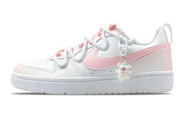 Nike Court Borough Low-Top GS Бело-розовые скейтборд кроссовки bq5448-100（team49-我爱你） | white pink