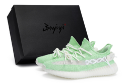 Adidas Кроссовки Yeezy Boost 350 V2 с противоскользящим покрытием, износостойкие, повседневные, унисекс, белые, зеленые hq6316(team80-男女同款月光绿s-box) | green white