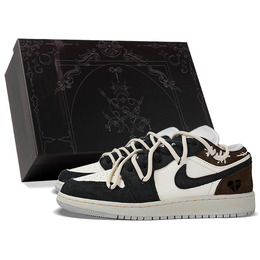 Jordan Кроссовки Air 1 Low Top для скейтбординга женские, черно-коричневые hf1863-200(team拾柒-女款低帮最佳拍档板鞋) | brown black
