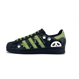 Adidas Низкие, износостойкие, противоскользящие кроссовки для скейтбординга SUPERSTAR, унисекс, черные, белые, зеленые eg4959(team641-绿色熊猫) | black white green