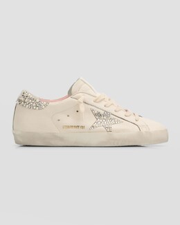 Жемчужные кожаные низкие кеды Superstar Swarovski Golden Goose, цвет Optic White Ice prod267060159 | optic white ice