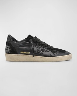 Кожаные низкие кеды с блестками Ball Star Golden Goose, черный prod272440203 | black