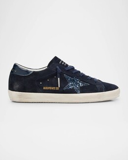 Блестящие замшевые низкие кеды Superstar Golden Goose, темно-синий prod276420555 | navy blue