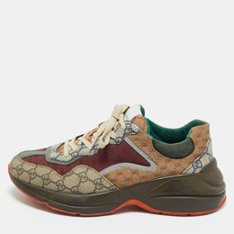 Gucci Multicolor GG Supreme Canvas and Leather Rhyton Sneakers Size 42 1208200