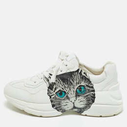 Gucci White Leather Mystic Cat Rhyton Low Top Sneakers Size 36.5 1208206