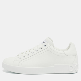 Dolce & Gabbana White Leather Portofino Low Top Sneakers Size 42.5 1207930