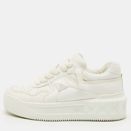 Valentino White Leather One Stud Sneakers Size 37.5 1207582