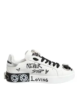 Dolce & Gabbana White Portofino Crystal Sneakers Shoes - EU35/US4.5 la128435