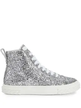 Высокие кеды Ecoblabber с блестками Giuseppe Zanotti, серебряный 18423344 | серебристый