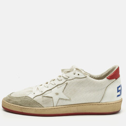 Golden Goose White Leather and Mesh Ballstar Lace Up Sneakers Size 45 1208981