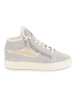 Кроссовки средней высоты из овчины и замши Giuseppe Zanotti, цвет Grey Multi 0400021606746 | grey multi