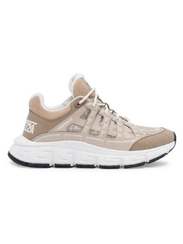 Низкие кеды Barocco из кожи и жаккарда Versace, бежевый 0400022989507 | beige