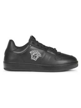 Низкие кожаные кроссовки с логотипом Versace, черный 0400023049218 | black