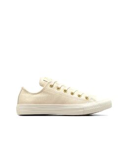 Кеды Converse Chuck Taylor All Star из натуральной кожи в цвете «эгрет/золото» 143194653 | egret/egret/gold