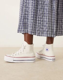 Кроссовки Converse Chuck Taylor All Star Hi Lift белого цвета с вышитыми звездами 143755364 | white