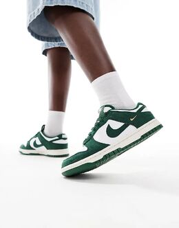 Кроссовки Nike Dunk Low белого и зеленого цветов 142393907 | white