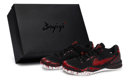 Nike Баскетбольные кроссовки Kobe 8 811 Manufacturing, Black Peak Red Flame, низкие, унисекс, черные, белые, красные hf9550-001(team80-男女黑峰赤焰s-box) | black white red