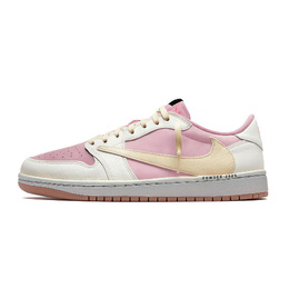 Jordan Баскетбольные кроссовки Travis Scott x Air 1 White Pink Hook, модные, винтажные, с низким верхом, унисекс, розовые, белые dz4137-700(team958-白粉倒钩7.0low) | pink white