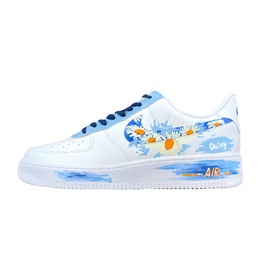 Nike Кроссовки для скейтбординга Air Force 1 с противоскользящим покрытием, износостойкие, женские, белые, синие dd8959-100（team709-雏菊） | white blue