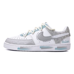 Nike Кроссовки для скейтборда Court Vision 1 Gray Trajectory с антискользящим покрытием, износостойкие, унисекс, серо-синие dh2987-101(team488-灰色轨迹) | gray blue
