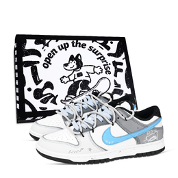 Nike Кроссовки для скейтбординга Dunk 100,000 Whys, износостойкие, низкие, унисекс, цвет: синий, серый, белый hf5441-100（team971-十万个为什么黑鞋盒） | blue gray white