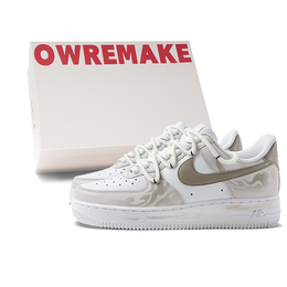 Nike Кроссовки для скейтбординга Air Force 1 Low Top унисекс, белые, коричневые dd8959-100(team651-男女款祥云之海) | white brown