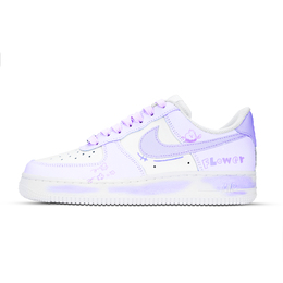 Nike Кроссовки Air Force 1 Air Force 1, фиолетовые, противоскользящие, износостойкие, низкие, для скейтбординга, женские, белые, фиолетовые dd8959-100（team883-紫花朵） | white purple