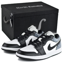 Jordan Баскетбольные кроссовки Air 1 Low Top Vintage женские, черно-белые dc0774-101(team96-2冰雾s-box) | black-misty ice-high-end gift box 1