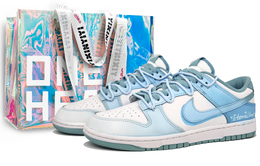 Nike Кроссовки для скейтбординга Dunk Slip с низким верхом, унисекс, белые, синие dv0833-106(team400-海蓝之梦男女款蓝礼) | white blue (shopping bag)
