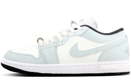Jordan Баскетбольные кроссовки Air 1 Vintage, унисекс, низкие, белые/зеленые/желтые 553558-152（team375-男女同款春时无心） | white green
