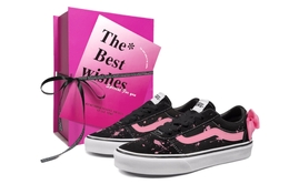 Vans Кроссовки Old Skool Sweetheart Mary с бантом и чернильными брызгами, женские, черно-розовые vn000d3hy28(team610-甜心玛丽sbox） | black pink