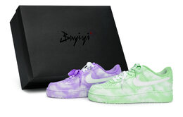 Nike Кроссовки для скейтбординга Air Force 1, унисекс, низкие, белые/зеленые/фиолетовые cw2288-111(team80-云樱物语绿紫s-box) | white green purple